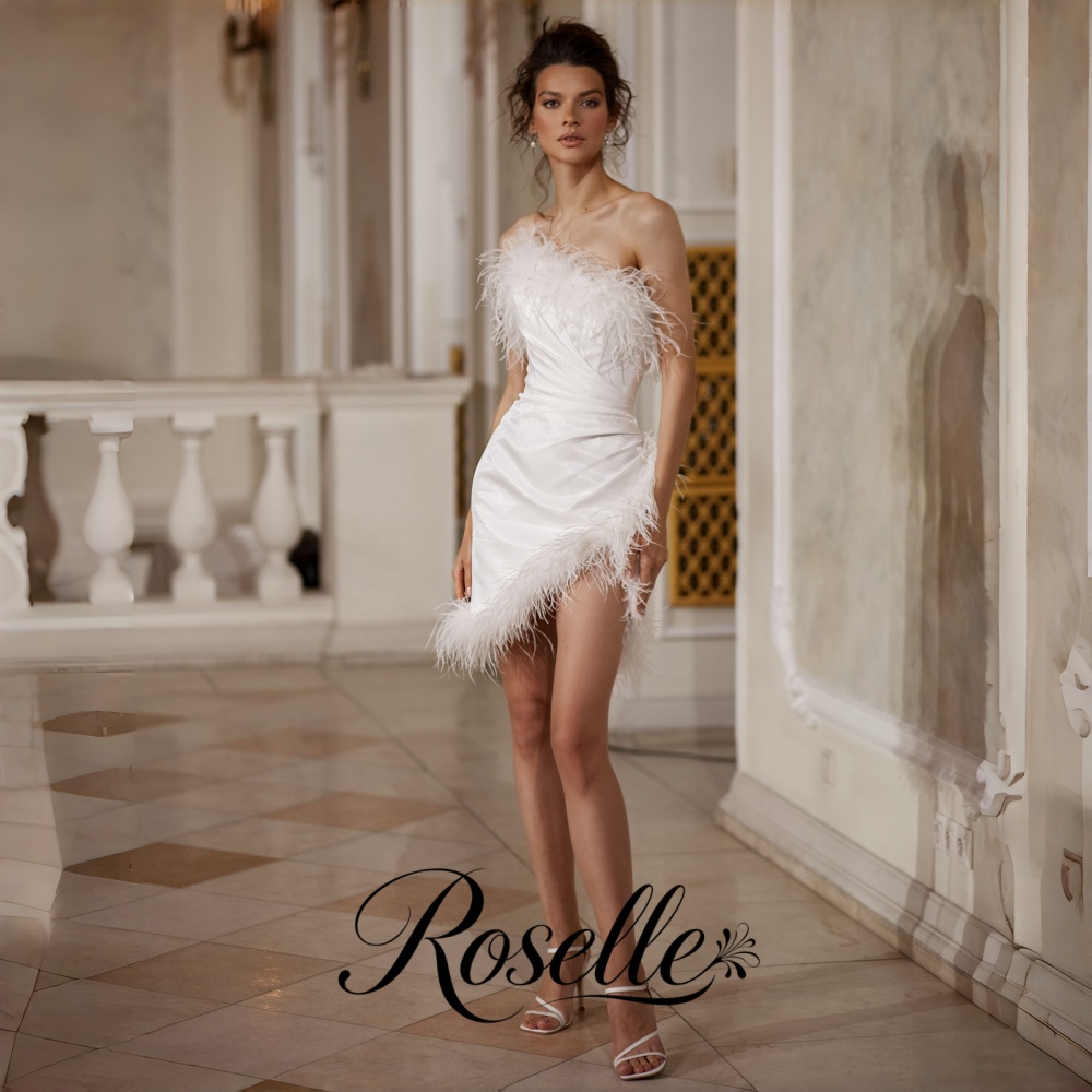 Wedding Qw - فستان زفاف ROSELLE قصير بدون حمالات