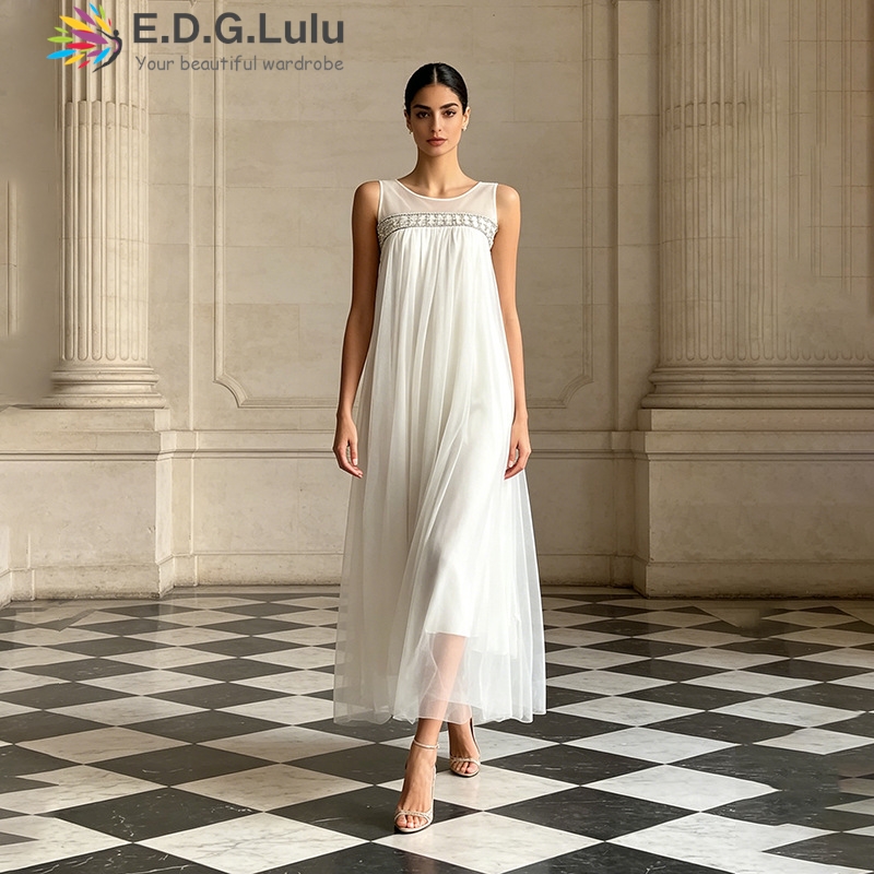 Wedding Lulu - EDGLuLu فستان طويل عالي الجودة برقبة