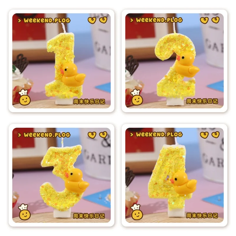 Unity Candle Set - 3D البسيطة الأصفر البط موضوع الشموع