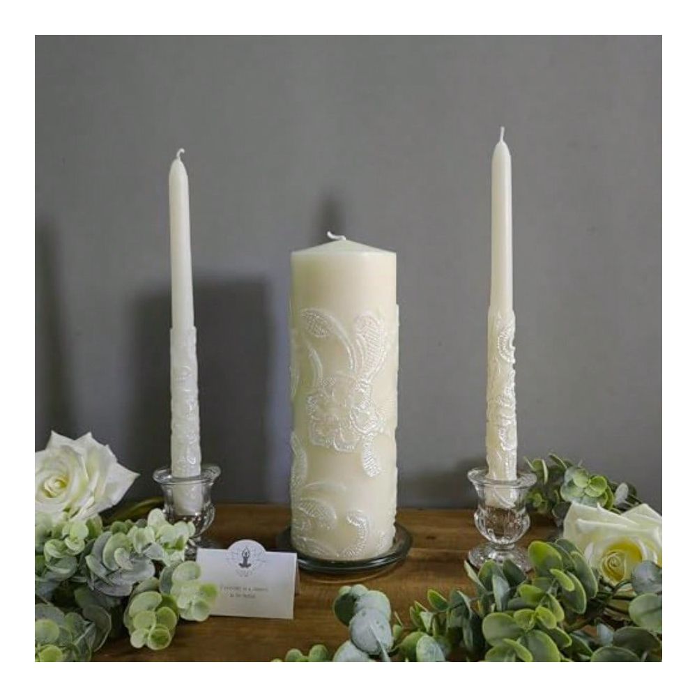 مجموعة شموع الزفاف الكريمية با - مراجعة Unity Candle Set وسعره