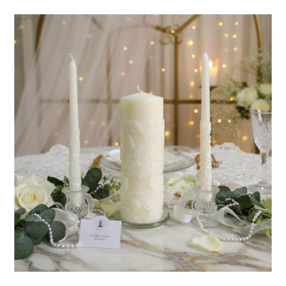 مجموعة شموع الزفاف الكريمية با - مراجعة Unity Candle Set وسعره